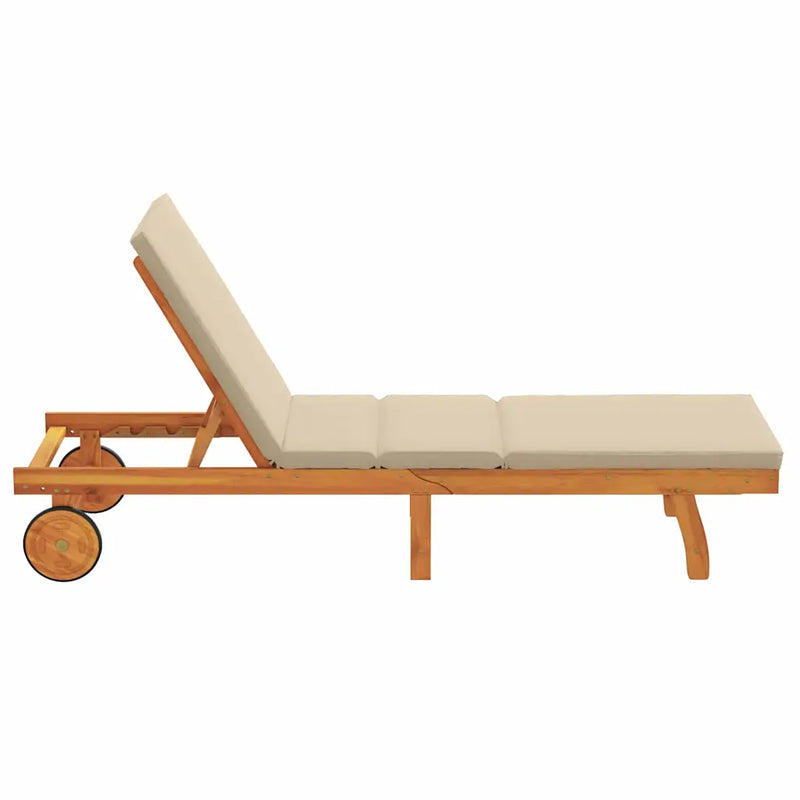 Sun Lounger Reclining Brown 199 x 63 x 85 cm Solid Acacia Wood