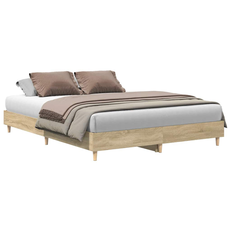 vidaXL Bed Frame No Mattress Sonoma Oak 150x200 cm Engineered Wood