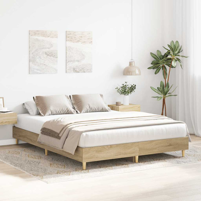 vidaXL Bed Frame No Mattress Sonoma Oak 150x200 cm Engineered Wood
