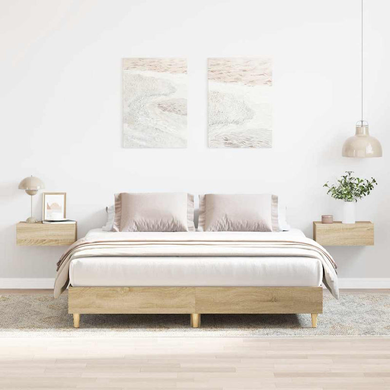 vidaXL Bed Frame No Mattress Sonoma Oak 150x200 cm Engineered Wood