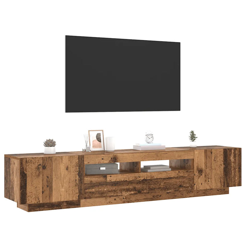TV Cabinet with LED Lights Old Wood 200x35x40 cm Engineered Wood