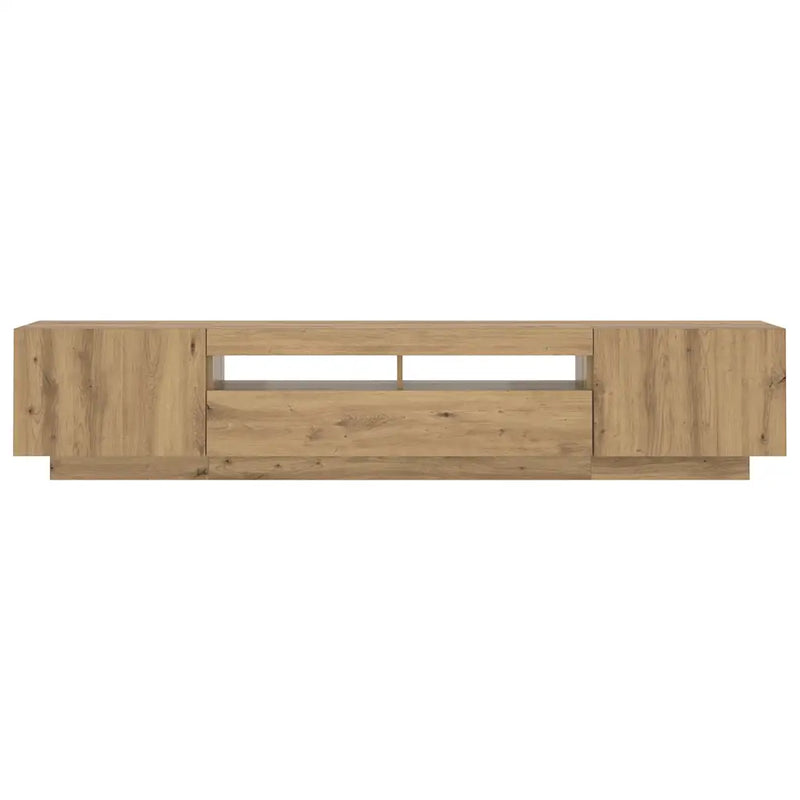 TV Cabinet with LED Lights Artisan Oak 200x35x40 cm Engineered Wood