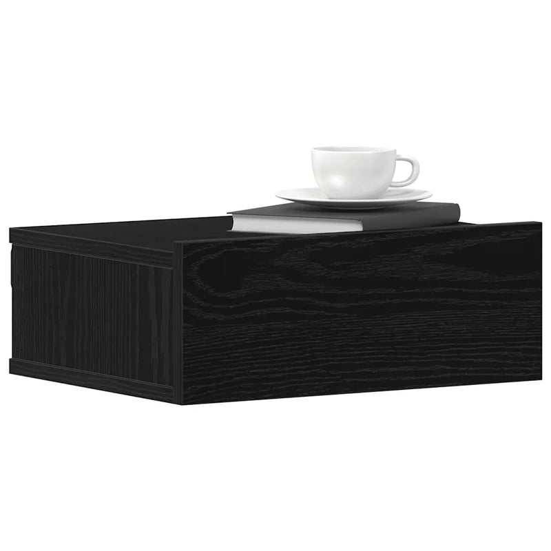 Floating Nightstand Black Oak 40x32x15 cm Engineered Wood