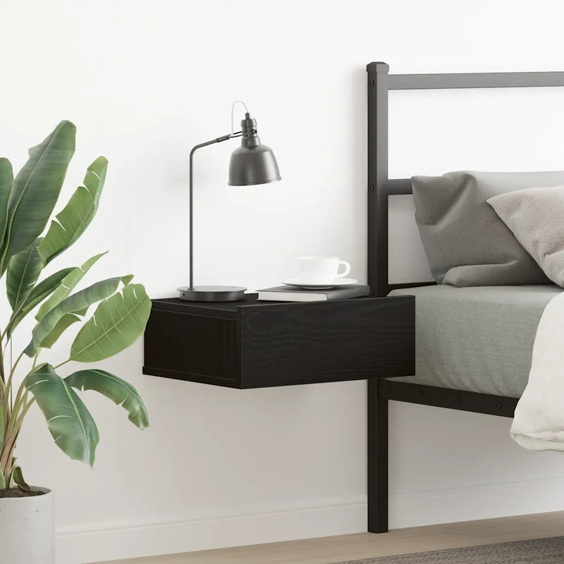 Floating Nightstand Black Oak 40x32x15 cm Engineered Wood