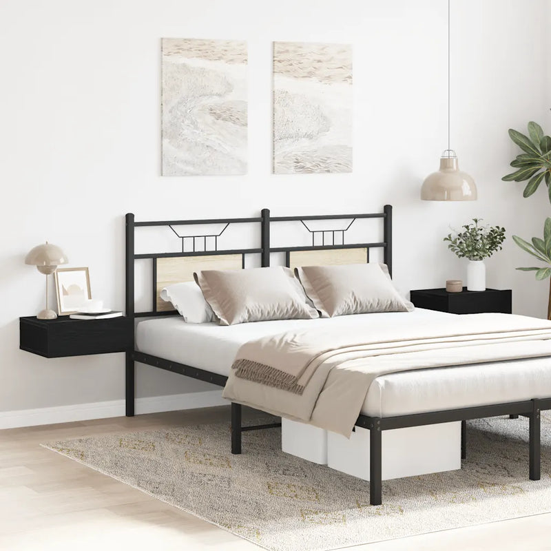 Floating Nightstands 2 pcs Black Oak 40x32x15 cm Engineered Wood