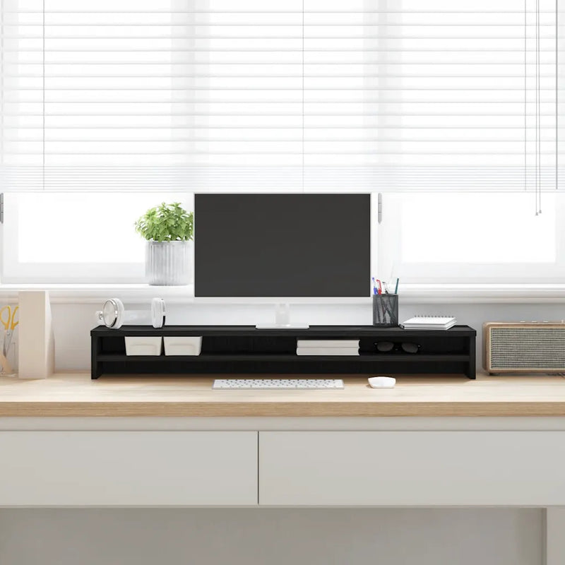 Monitor Stand Black Oak 100x24x13 cm Engineered Wood