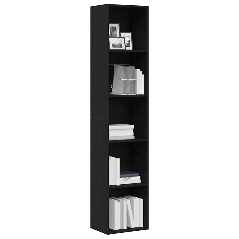 vidaXL Book Cabinet Black Oak 40x30x189 cm Engineered Wood