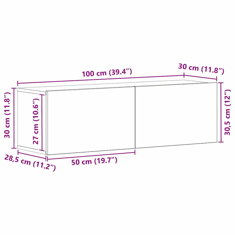 TV Cabinet Black Oak 100 x 30 x 30 cm Engineered Wood