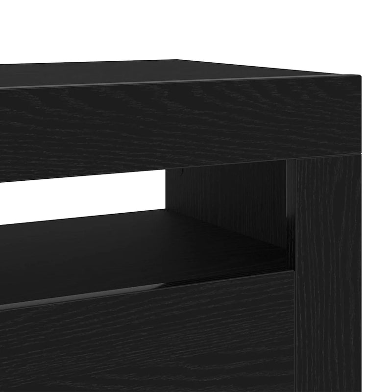 TV Cabinet with LED Black Oak 120 x 35 x 40 cm Engineered Wood
