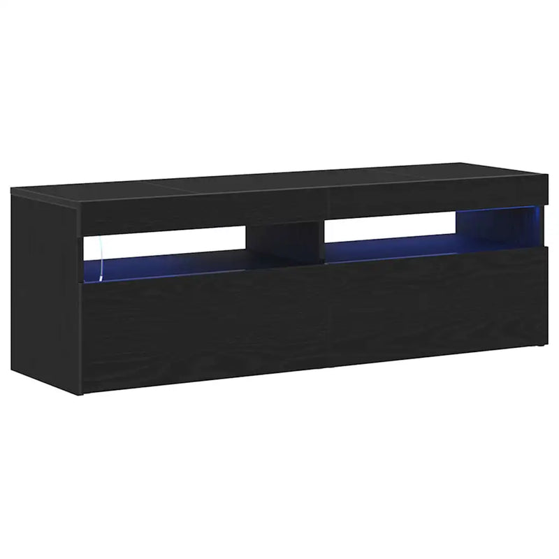 TV Cabinet with LED Black Oak 120 x 35 x 40 cm Engineered Wood