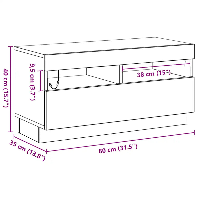 TV Cabinet Black Oak 80 x 35 x 40 cm Engineered Wood