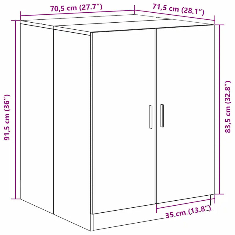 Washing Machine Cabinet Black Oak 70,5 x 71,5 x 91,5 cm