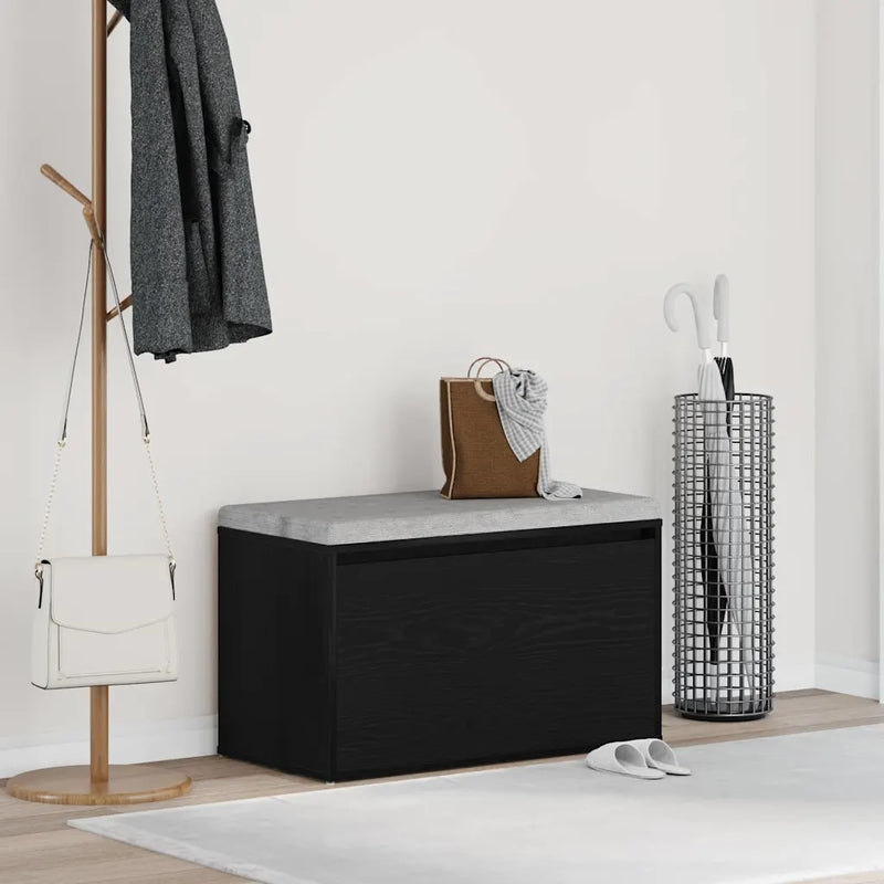 Hall Bench Black Oak 80 x 40 x 45 cm Engineered Wood