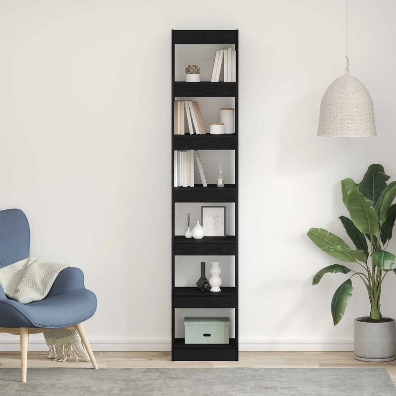 Book Cabinet 6-Tier 40 x 30 x 198 cm Engineered Wood Black Oak