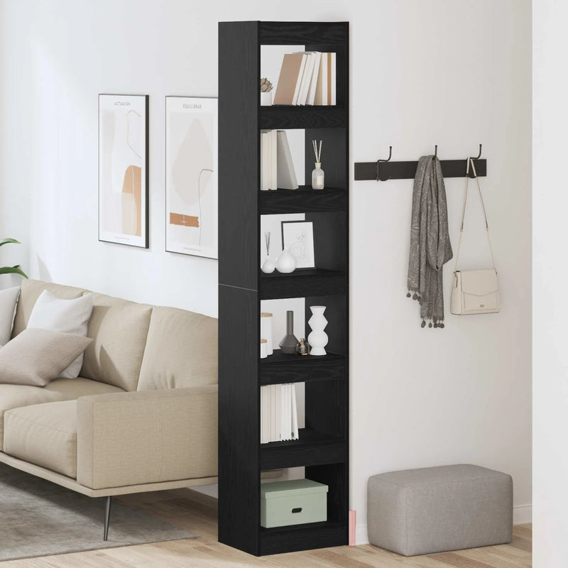 Book Cabinet 6-Tier 40 x 30 x 198 cm Engineered Wood Black Oak