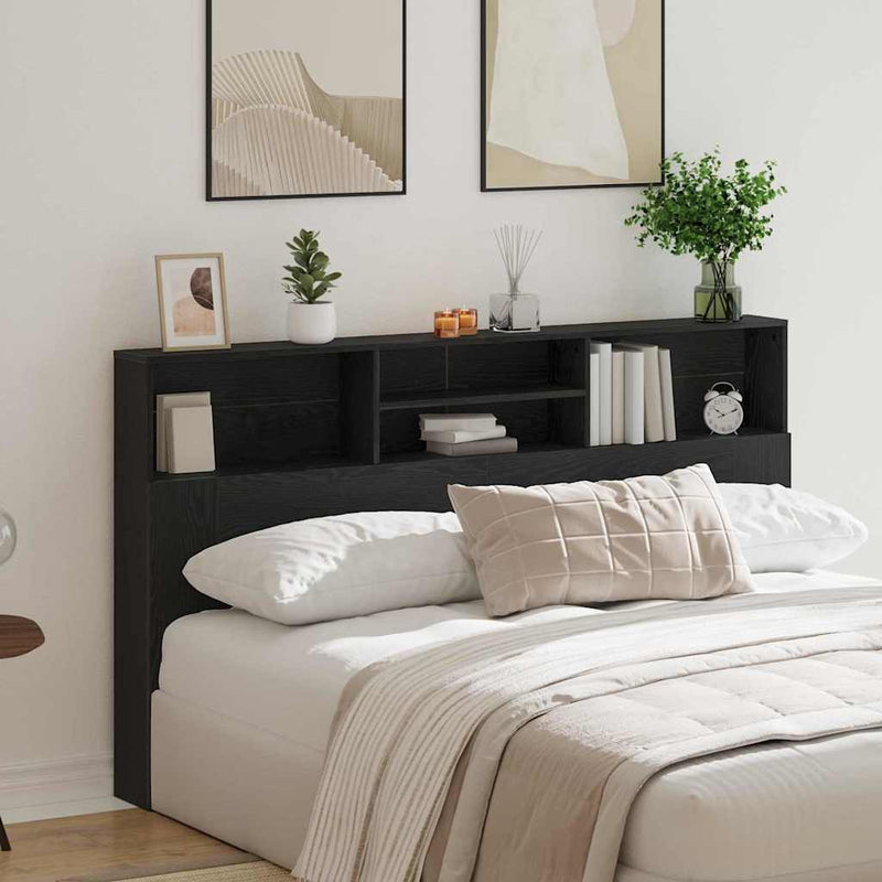 vidaXL Headboard Cabinet Black Oak 180 x 19 x 103,5 cm Engineered Wood