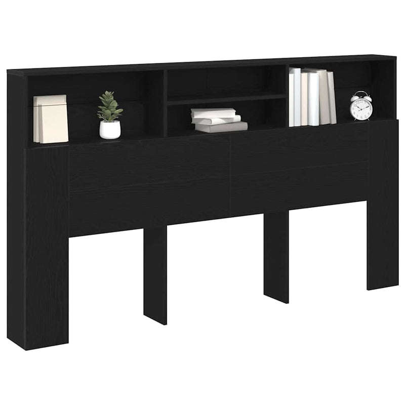 vidaXL Headboard Cabinet Black Oak 180 x 19 x 103,5 cm Engineered Wood