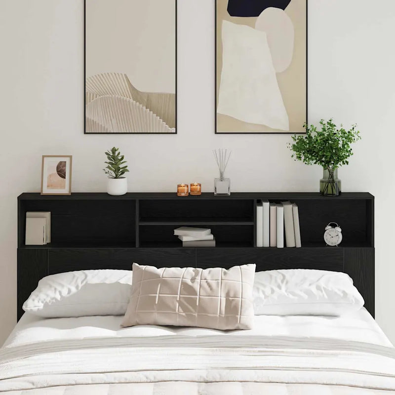 Headboard Cabinet Black Oak 200 x 19 x 103,5 cm Engineered Wood