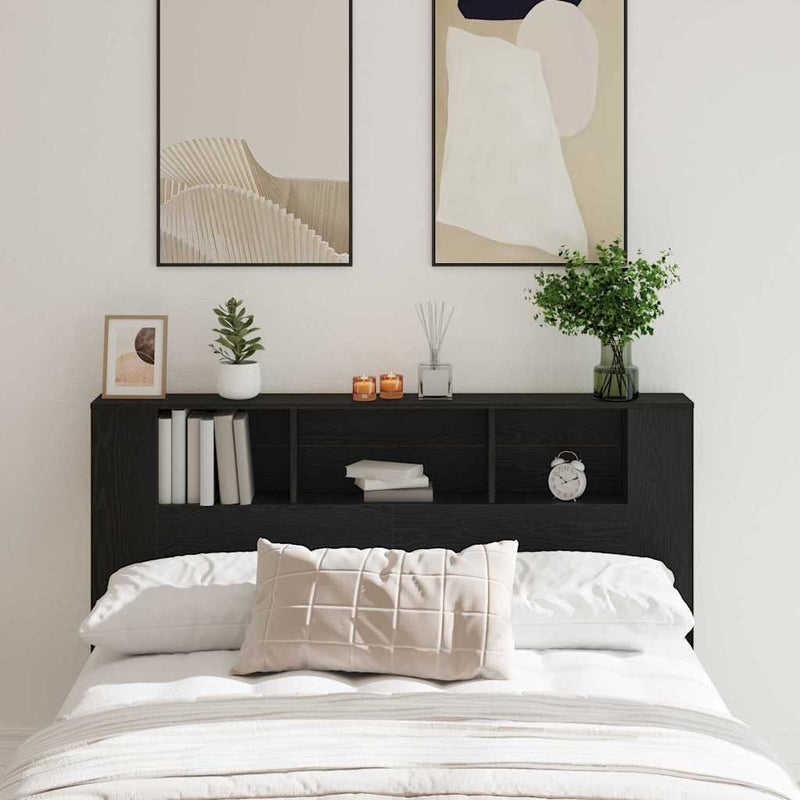 vidaXL Headboard Cabinet with Shelf Black Oak 120 x 18.5 x 102.5 cm