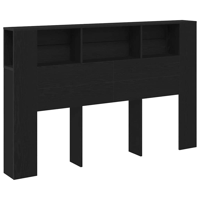 vidaXL Headboard Cabinet with Shelf Black Oak 120 x 18.5 x 102.5 cm