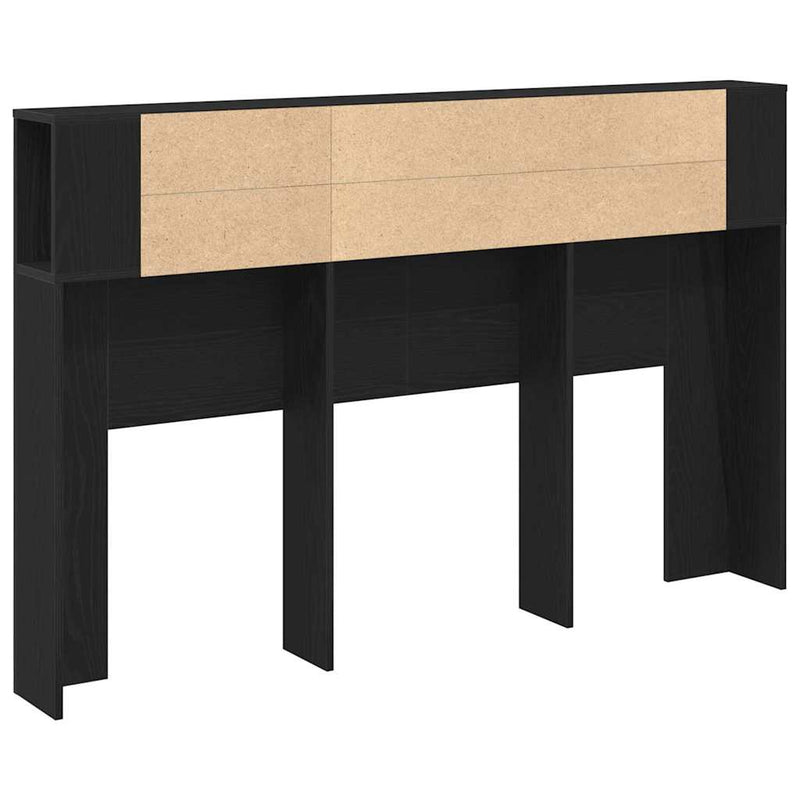vidaXL Headboard Cabinet with Shelf Black Oak 120 x 18.5 x 102.5 cm