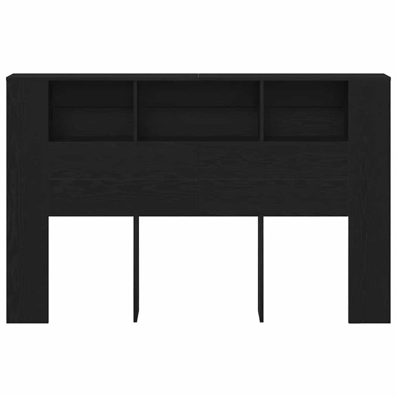 vidaXL Headboard Cabinet with Shelf Black Oak 120 x 18.5 x 102.5 cm
