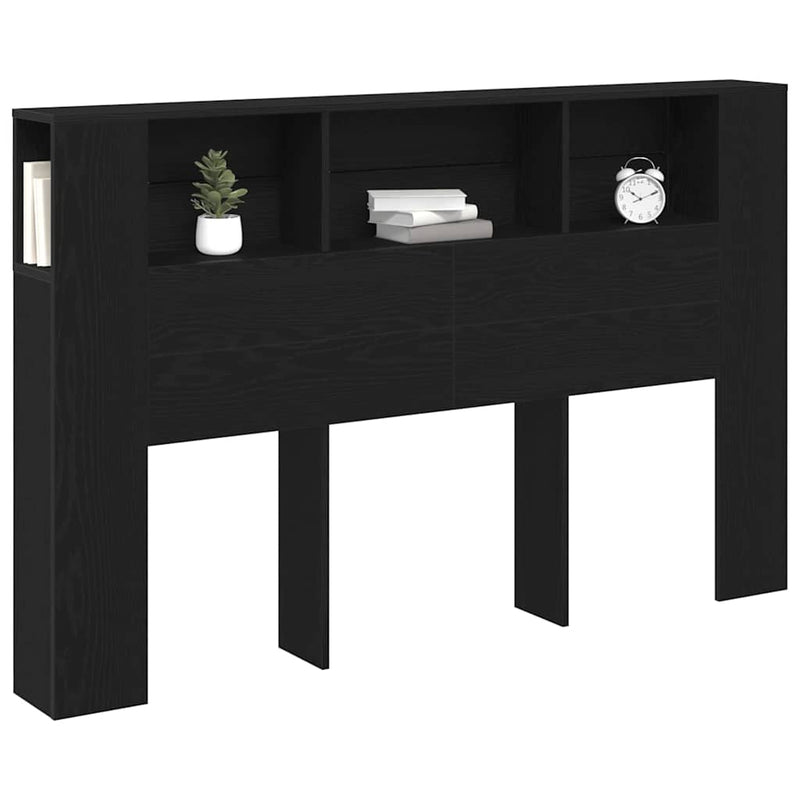 vidaXL Headboard Cabinet with Shelf Black Oak 120 x 18.5 x 102.5 cm