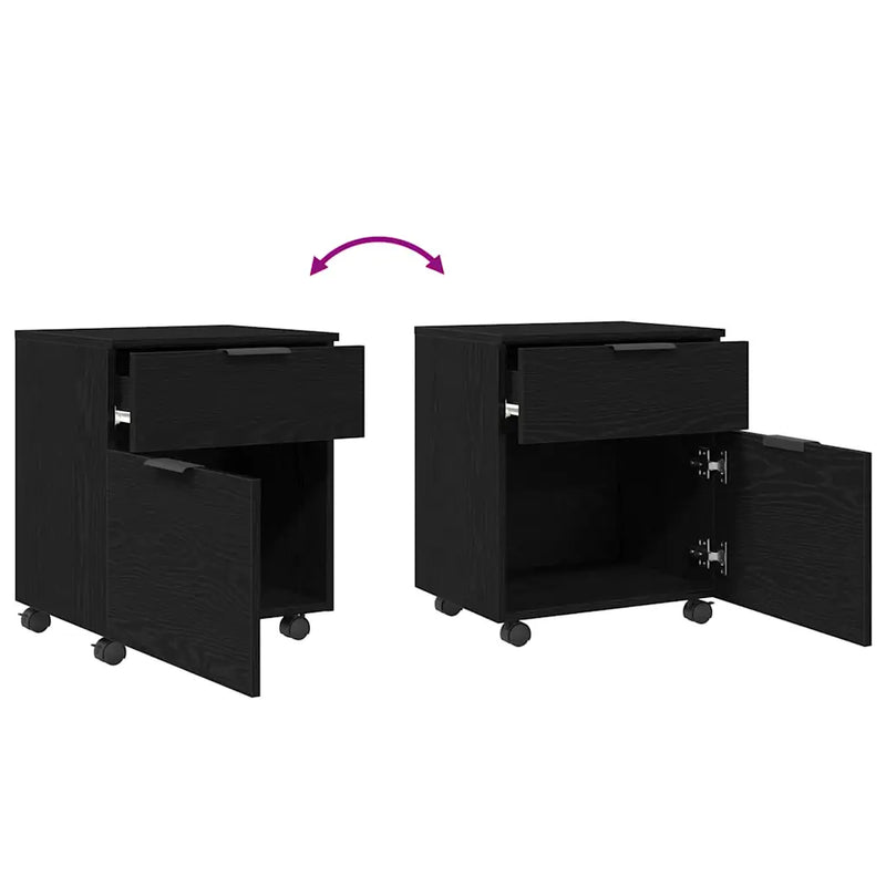 File Cabinet Black Oak 45 x 38 x 54 cm Engineered Wood