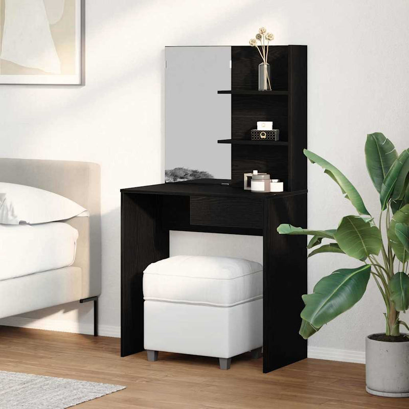 vidaXL Dressing Table Black Oak 74,5 x 40 x 141 cm Engineered Wood
