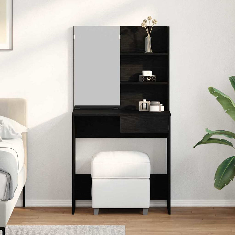 vidaXL Dressing Table Black oak 74.5 x 40 x 141 cm Engineered wood