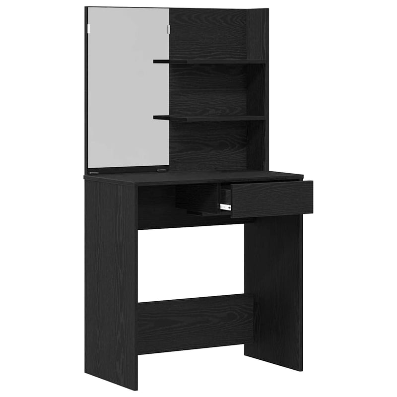 vidaXL Dressing Table Black Oak 74,5 x 40 x 141 cm Engineered Wood