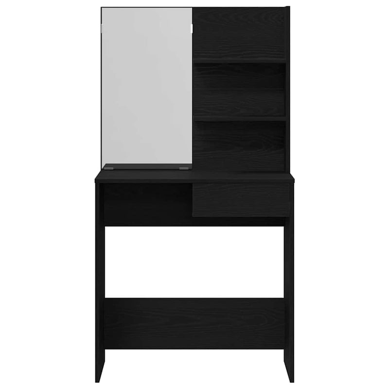 vidaXL Dressing Table Black Oak 74,5 x 40 x 141 cm Engineered Wood
