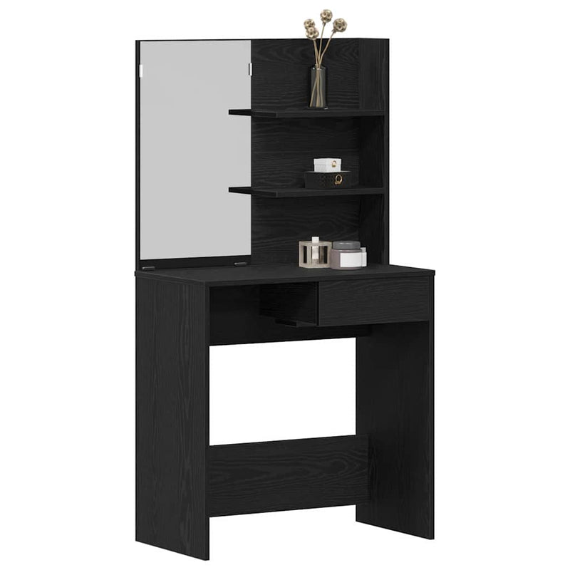 vidaXL Dressing Table Black oak 74.5 x 40 x 141 cm Engineered wood