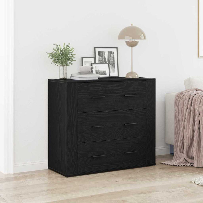 vidaXL Black Oak Sideboard Black Oak 80 x 33 x 70 cm Engineered wood