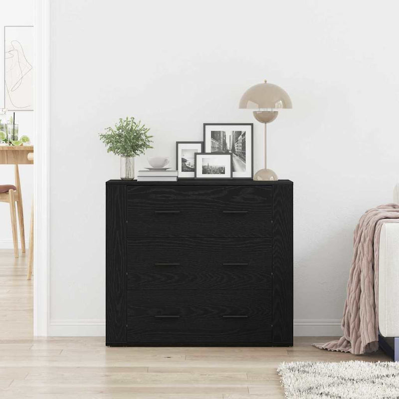 vidaXL Black Oak Sideboard Black Oak 80 x 33 x 70 cm Engineered wood