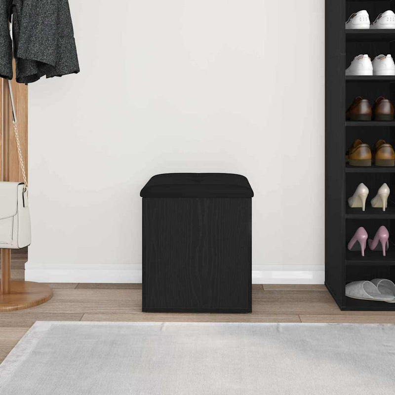 vidaXL Storage Bench Black Oak 42 x 42 x 45 cm Engineered Wood