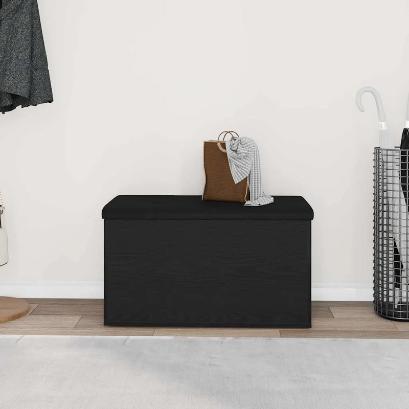 Storage Bench Black Oak 82 x 42 x 45 cm Engineered Wood