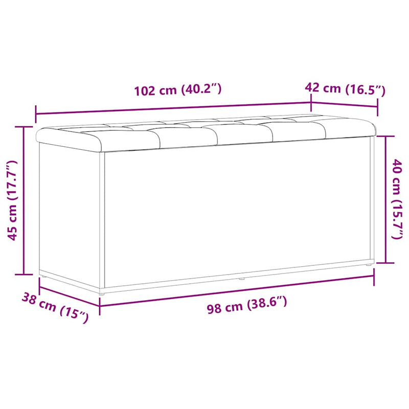 vidaXL Storage Bench Black oak 102 x 42 x 45 cm Engineered Wood