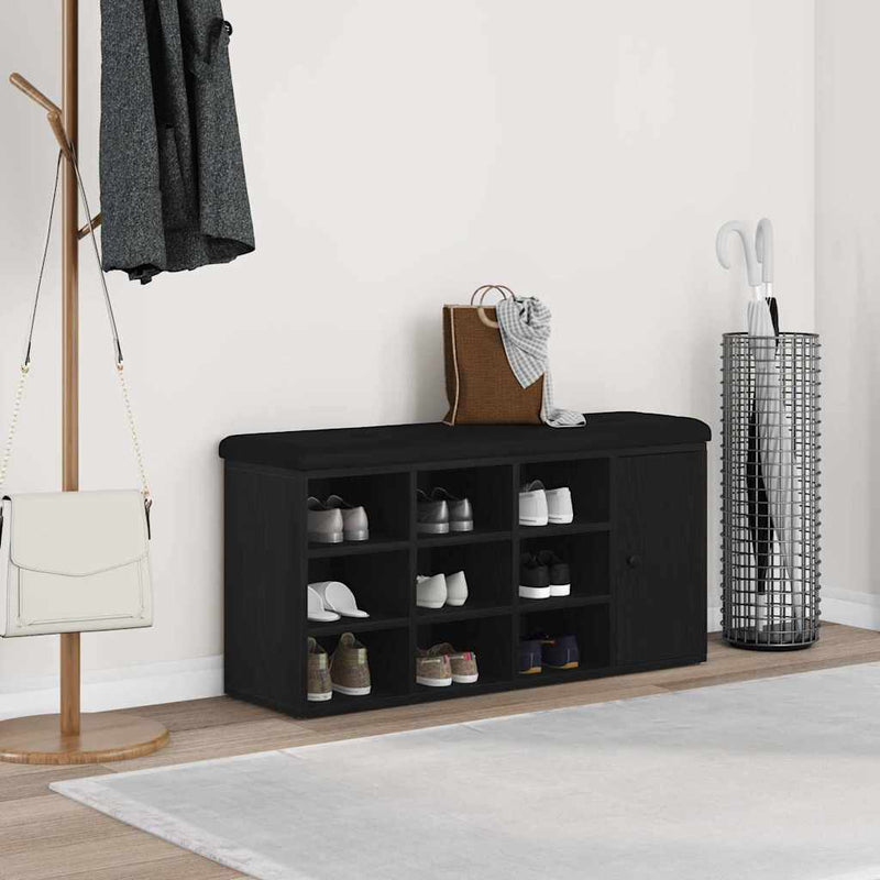vidaXL Shoe Bench with Drawer Black 100 x 30 x 48 cm Engineered wood
