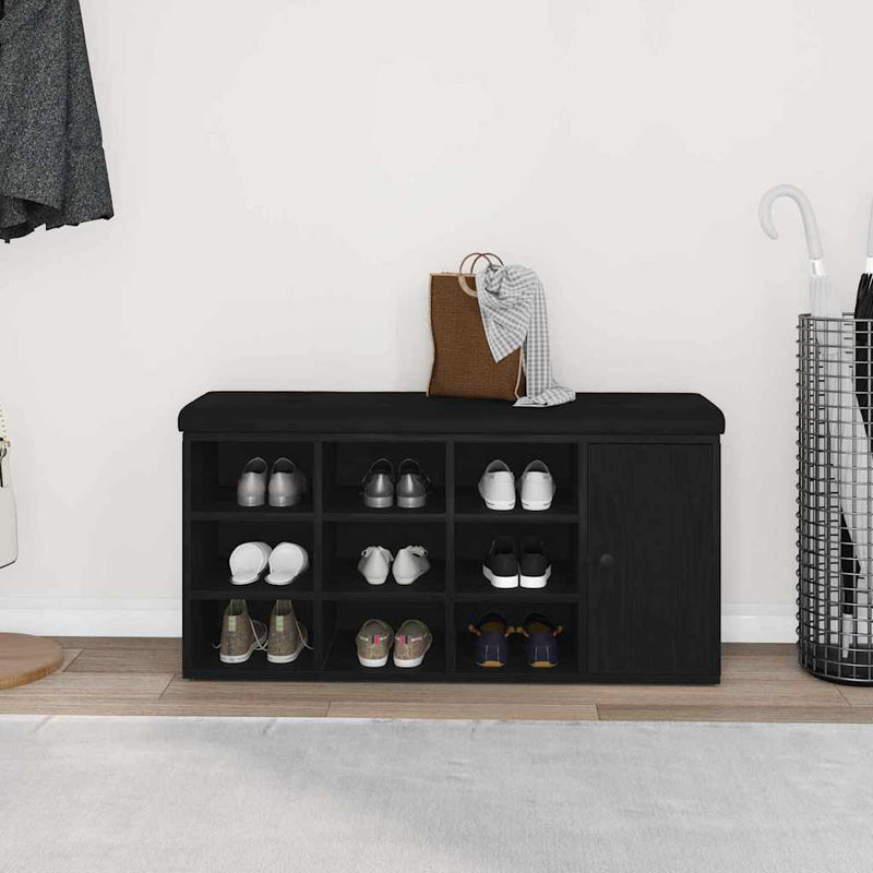 vidaXL Shoe Bench with Drawer Black 100 x 30 x 48 cm Engineered wood