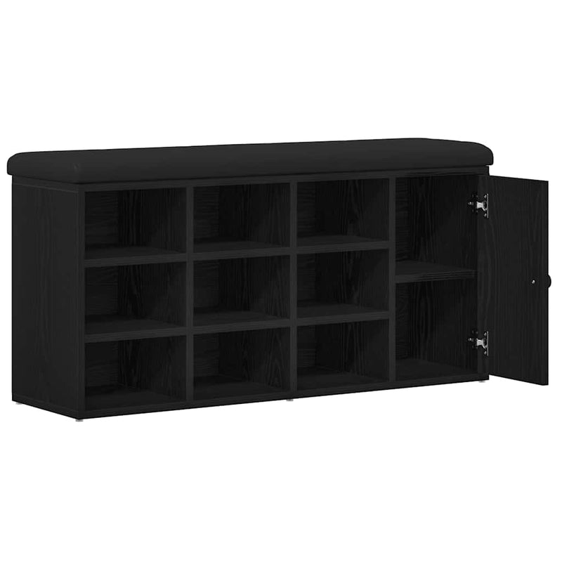 vidaXL Shoe Bench with Drawer Black 100 x 30 x 48 cm Engineered wood