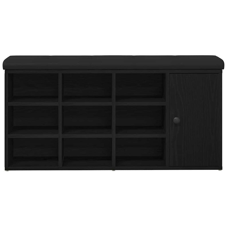 vidaXL Shoe Bench with Drawer Black 100 x 30 x 48 cm Engineered wood
