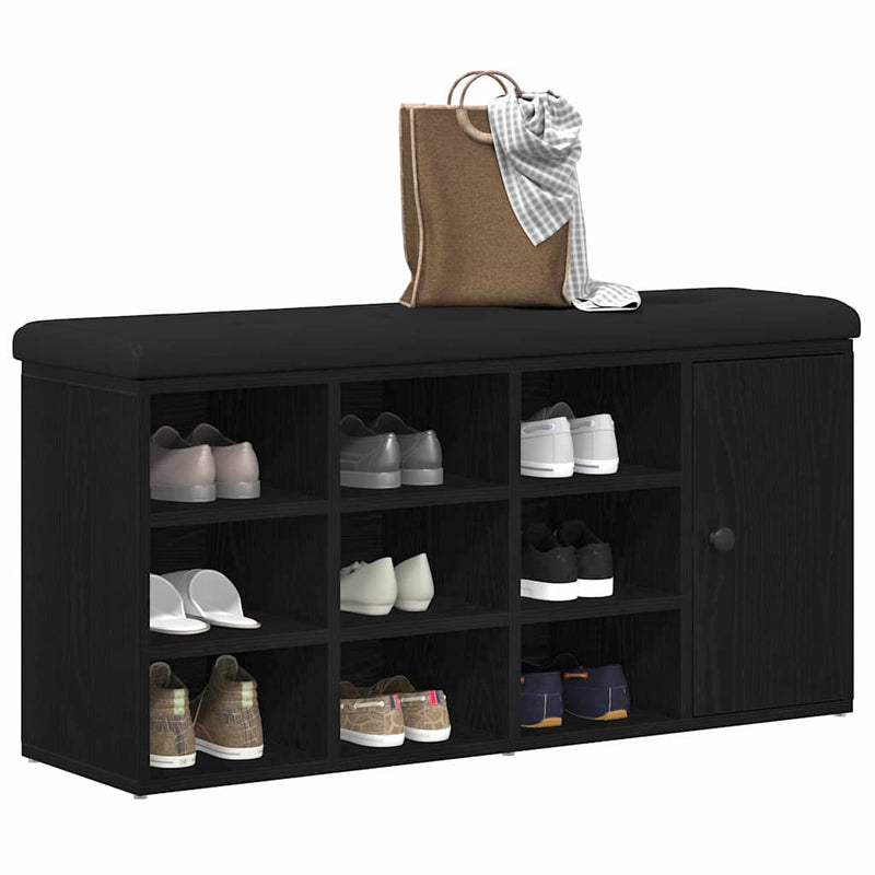 vidaXL Shoe Bench with Drawer Black 100 x 30 x 48 cm Engineered wood