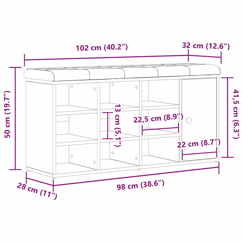 vidaXL Shoe Bench with Drawer Black 100 x 30 x 48 cm Engineered wood