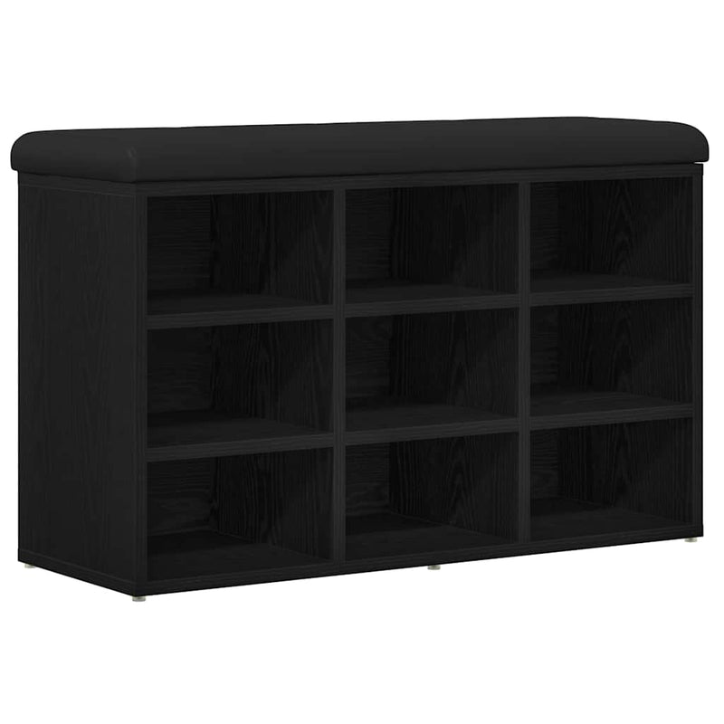 vidaXL Shoe Bench with Storage Black 80 x 30 x 48 cm Engineered wood