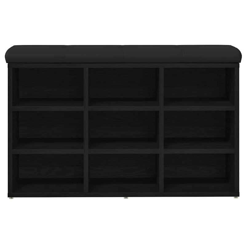 vidaXL Shoe Bench with Storage Black 80 x 30 x 48 cm Engineered wood