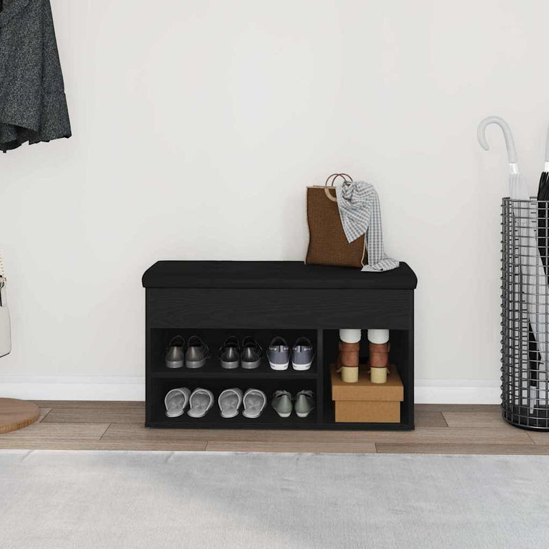 vidaXL Shoe Bench with Storage Black 80 x 30 x 45 cm Engineered wood