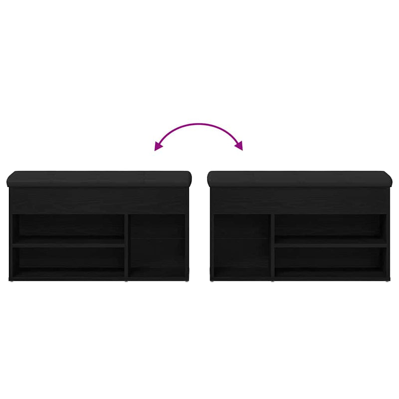 vidaXL Shoe Bench with Storage Black 80 x 30 x 45 cm Engineered wood