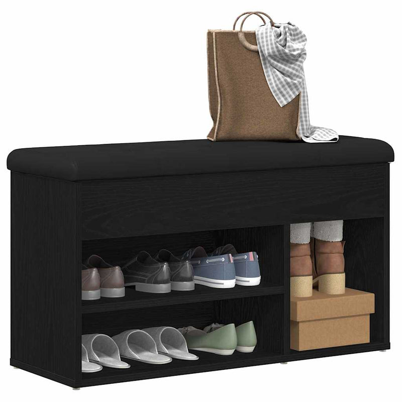 vidaXL Shoe Bench with Storage Black 80 x 30 x 45 cm Engineered wood