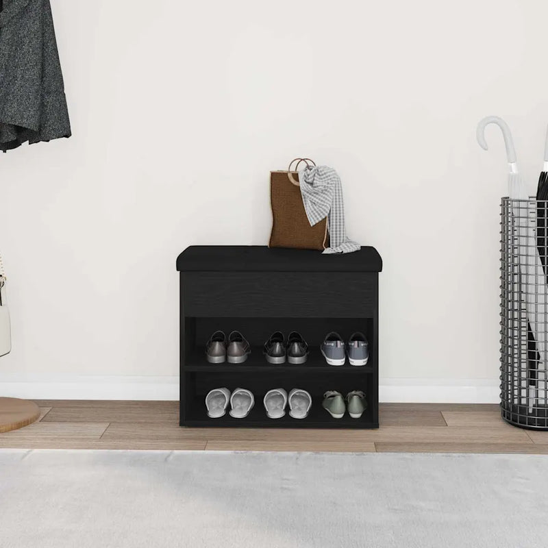 Storage Bench Black Oak 62 x 32 x 50 cm Engineered Wood
